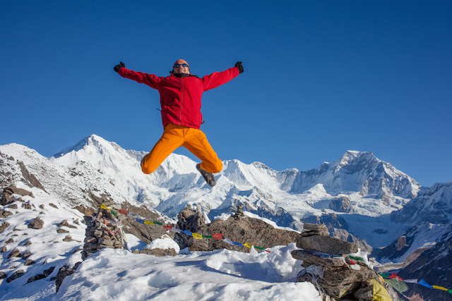 Man Hiking in Himalayas